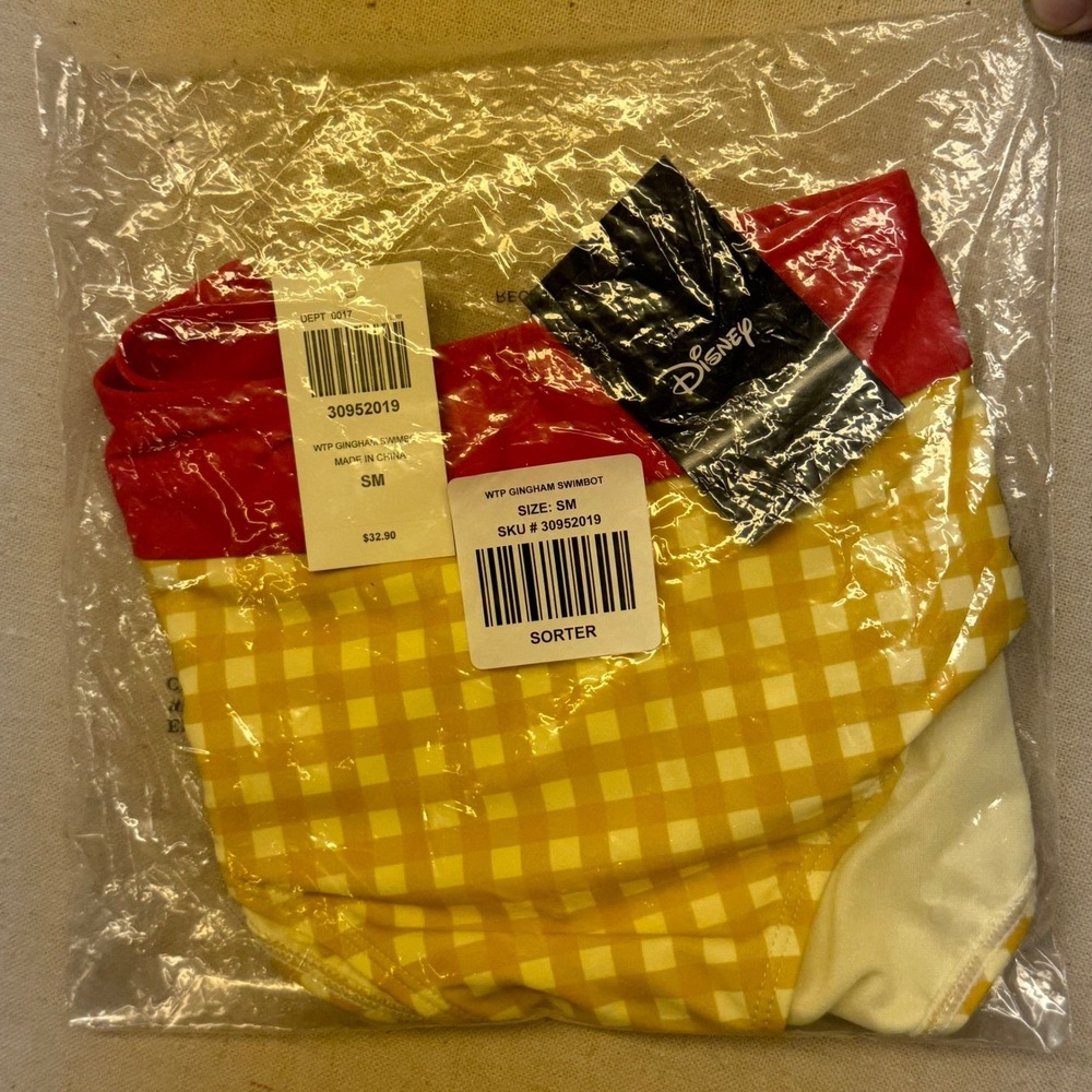 Disney Winnie the Pooh Gingham Swim Bottoms Yellow Red Ruffle WTP 30952019 SM